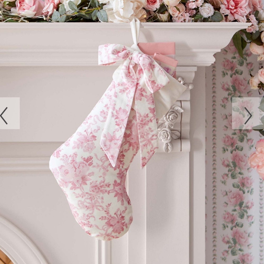 NWOT LoveShackFancy Garden Damask Velvet Holiday Stocking